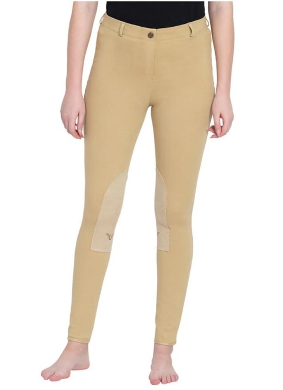 Tuff Rider Beige Ribbed Knit Equestrian Breeches Size 26 Low Rise Riding Pants